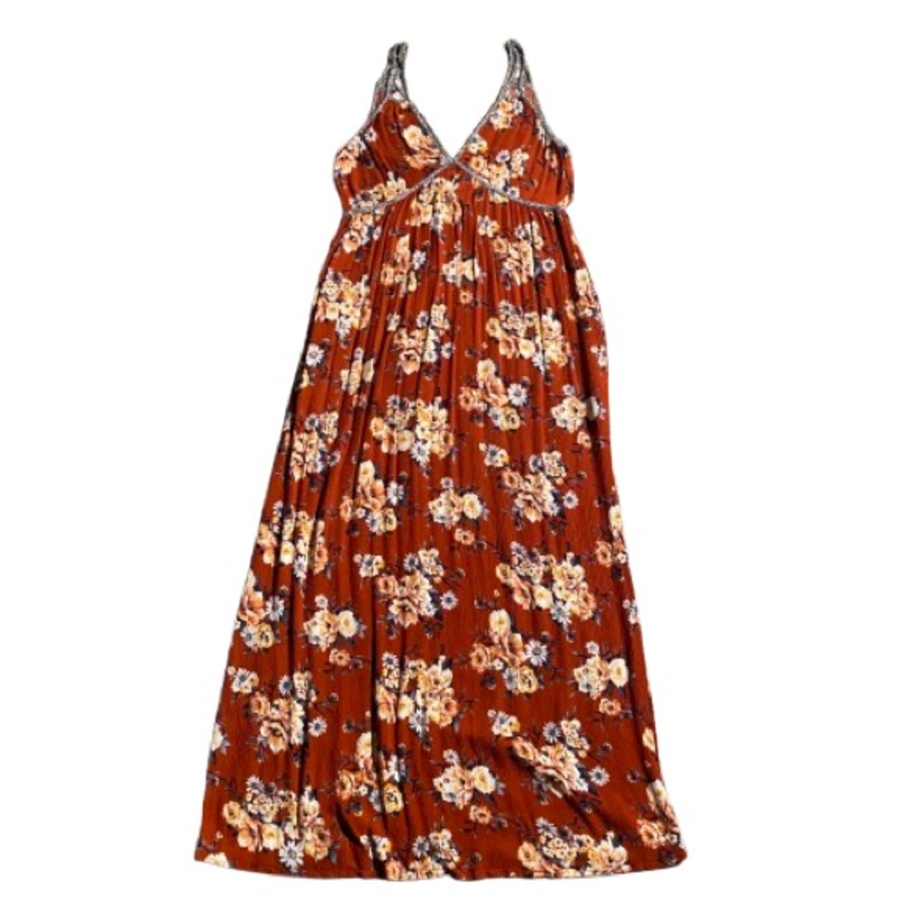 Women’s Rust and Cream Floral Maxi Dress